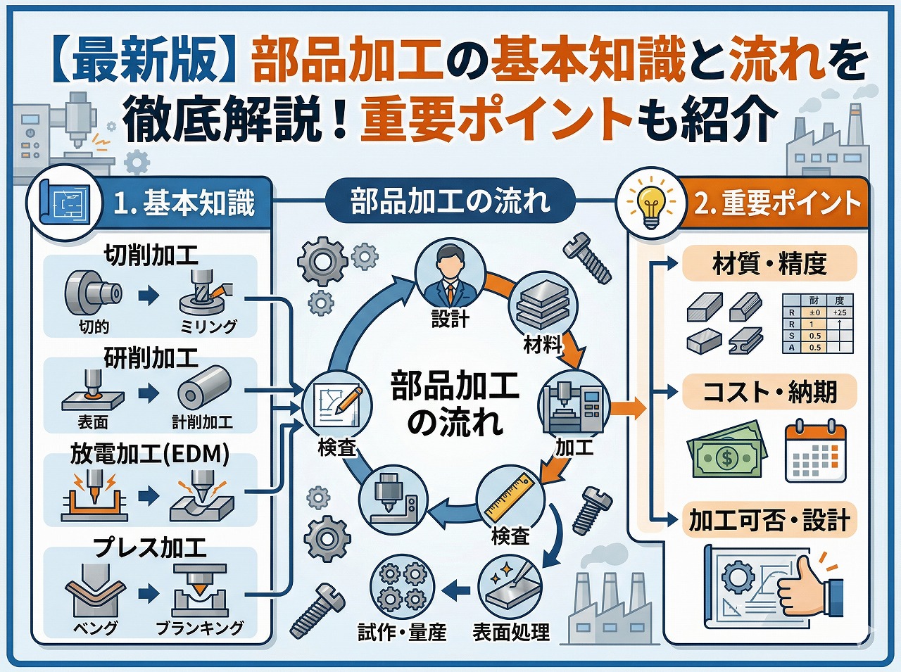 【最新版】部品加工の基本知識と流れを徹底解説！重要ポイントも紹介