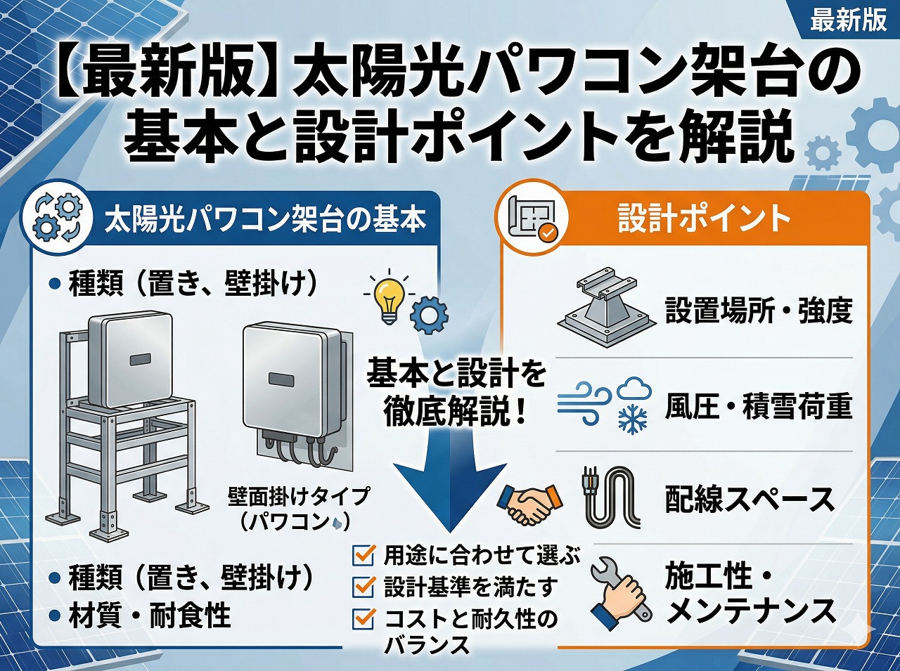 【最新版】太陽光パワコン架台の基本と設計ポイントを解説