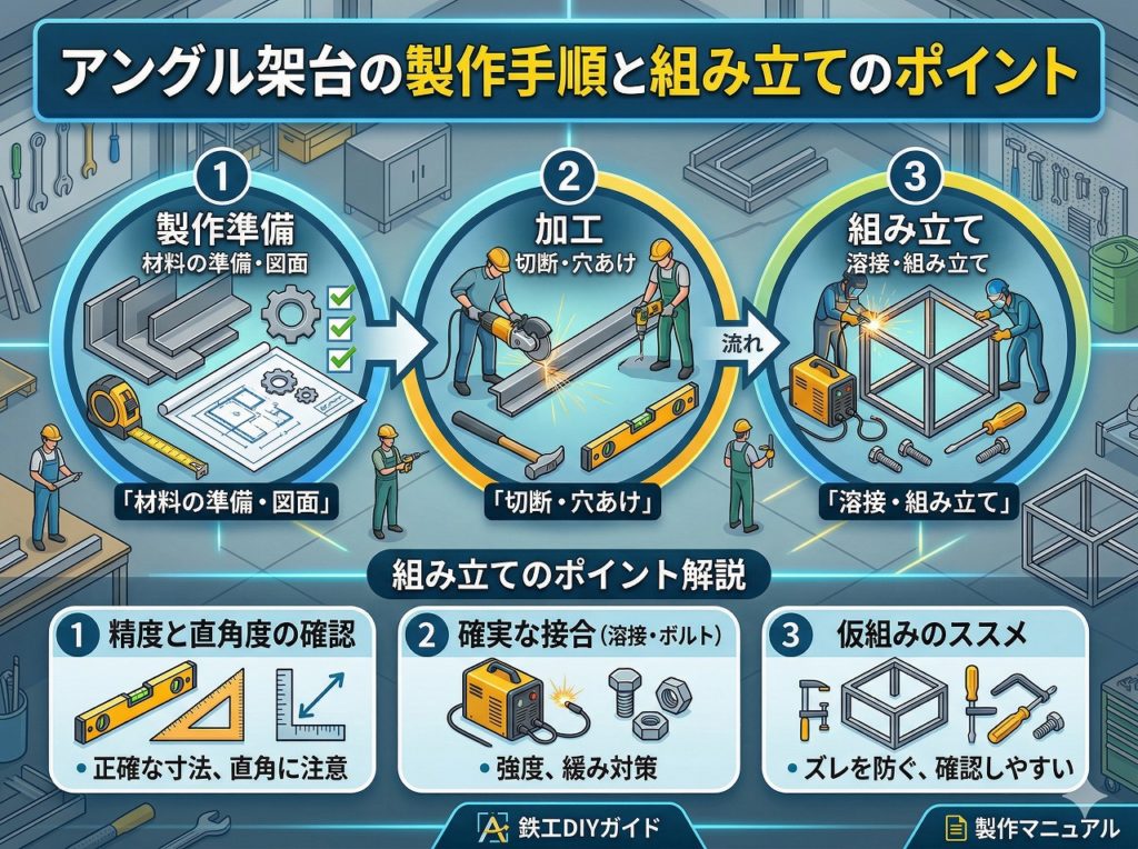 アングル架台の製作手順と組み立てのポイント