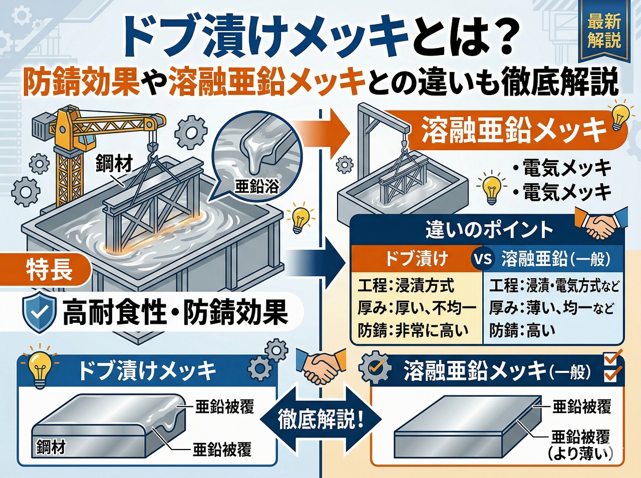 ドブ漬けメッキとは？防錆効果や溶融亜鉛メッキとの違いも徹底解説