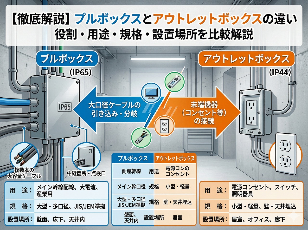プルボックスとは？アウトレットボックスの違い｜用途・規格・設置場所を徹底解説