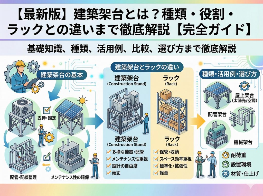 建築架台とは？種類や役割、ラックとの違いまで徹底解説【完全ガイド】最新版【最新】耐震架台の完全ガイド｜選定・計算・種類まですべて解説