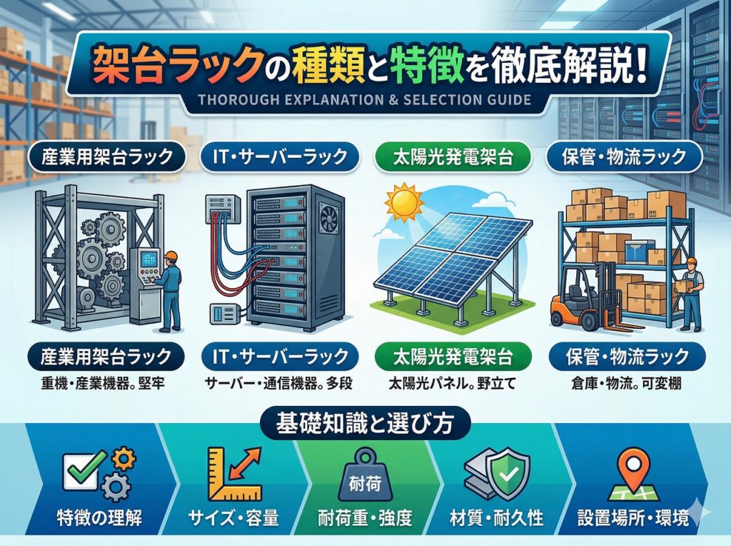 架台ラックの種類と特徴を徹底解説！基礎知識と選び方ガイド