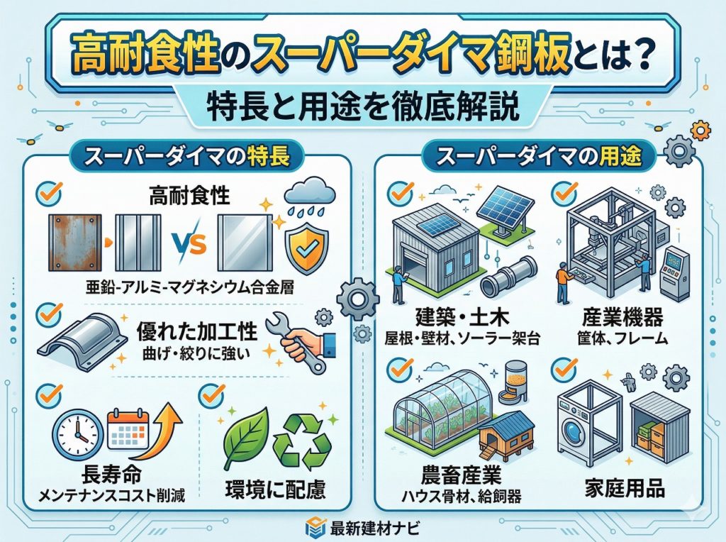 高耐食性のスーパーダイマ鋼板とは？スーパーダイマの特長と用途を徹底解説